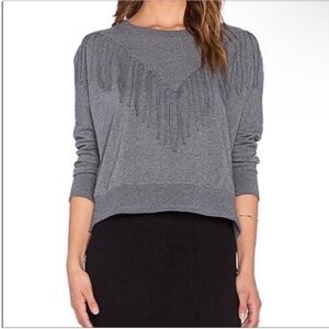 Amuse Society Keller sweatshirt gray fringe long sleeves